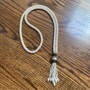 Faux Pearl Tassel  Beaded Necklace